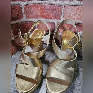 Michael kors ladies wedge sandal gold size 7